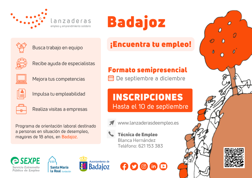 sexpeemplea's tweet photo. �� Plazo abierto para la ronda 2 de las Lanzaderas de Empleo de Badajoz 2026.
Las modalidades disponibles son:
👉🏻 Lanzadera Mixta.
👉🏻 Lanzadera Senior.
👉🏻 Lanzadera de Mujeres.
📝 Inscripciones hasta el 10 de septiembre de 2026: https://t.co/ilu0AtnRSB
#lanzaderasdeempleo #orientaciónlaboral #competencias