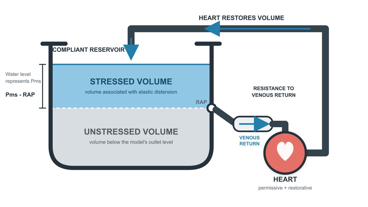 icmteaching's tweet photo. Venous Return Wars, Episode V: The Reservoir Awakens

If Mean Systemic Pressure (Pms) is not a pressure source pushing blood towards the heart, how do blood volume and venous tone influence cardiac output?

Sheldon Magder’s bathtub offers a compelling answer.

Perhaps too compelling. Link in reply 👇