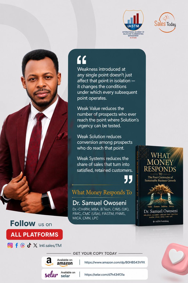samuel_owoseni's tweet photo. Blissful Monday and Happy Selling!

https://t.co/AHhiyjD361

Check the comment section for the link to purchase the book.

#Mondaymotivation #drsamuelowoseni #iastm #salestoday #business #revenuegrowth https://t.co/XwXwmbIFAw