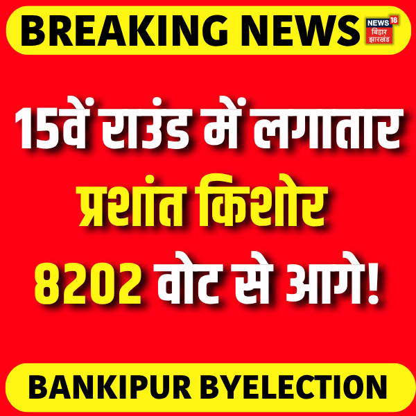 News18Bihar's tweet photo. 15वें राउंड में लगातार प्रशांत किशोर 8202 वोट से आगे!

#BankipurByElection #BreakingNews #prashantkishor #jansurajparty #Votingcounting #news18biharjharkhand https://t.co/HZZLLLNwKD