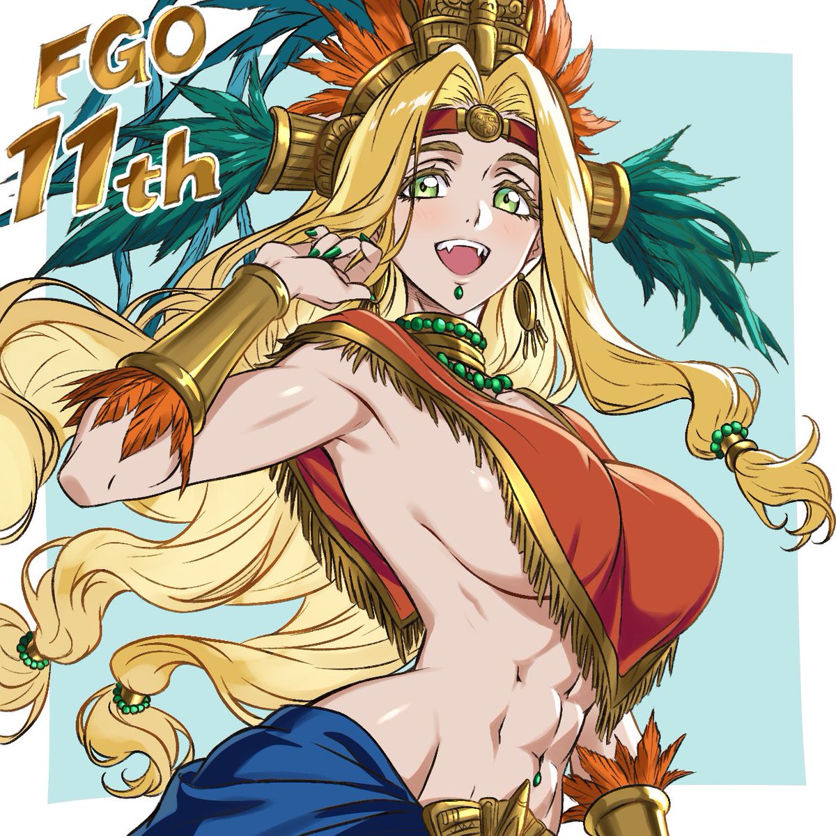 zantyarz's tweet photo. Ya 11 años de este mar de sal llamado Fate, por muchos años de sal mas.
Un poco tarde, pero tenia que dibujar algo para celebrar el aniversario y que mejor que una Quetzalcoatl asi toda preciosa (hace mucho que no la dibujaba con su atuendo clásico) #FGO #FGO11周年 https://t.co/baFDlaREAr