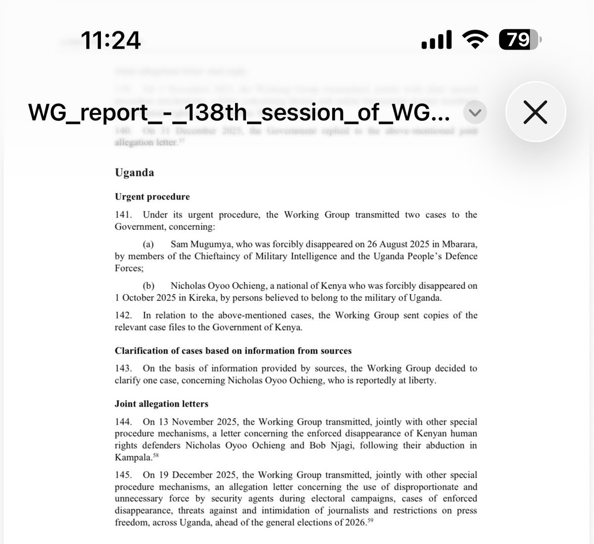 AAgather's tweet photo. After the abduction of Sam Mugumya on August 25th 2025 by the Military, our amazing human rights lawyers filed a habeas corpus application. In the affidavit in reply, a one Lt. Col Edgar Musasizi stated, under oath, that “the applicant is not and his never been in their custody”. The then army Spokesperson said, on one of the TV shows, that Sam Mugumya is in the habit of disappearing. Over a month after his enforced disappearance, @AgoraCFR brought his matter to the attention of the UN Working Group on Enforced and Involuntary Disappearance. The WG wrote to the Government of Uganda calling for appropriate investigations into the matter to clarify the fate and whereabouts of Sam Mugumya and to ensure that his rights are protected. For almost a year now, the same Government supposed to ensure the right of Sam Mugumya and all its citizens are protected, have instead kept him in incommunicado detention, tortured and maimed him. We call upon all Ugandans and all other global citizens and global authorities to join us demand for the release of Sam Mugumya. #SaveSamMugumya #JusticeForSamMugumya