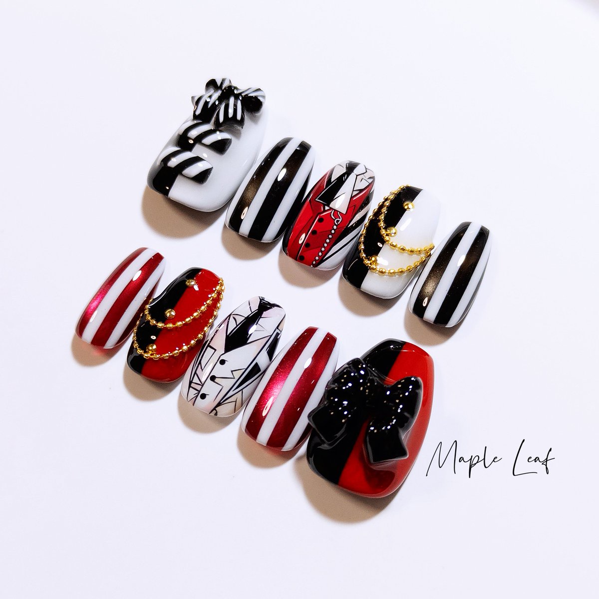 MapleLeafNails's tweet photo. 𝐧𝐞𝐰*⁡
.
悪魔執事と黒い猫
ベリアン・クライアン×ルカス･トンプシー
.
.
⁡ #ネイルチップ #ネイルチップ販売  #ネイルチップオーダー https://t.co/frxPj33GBB