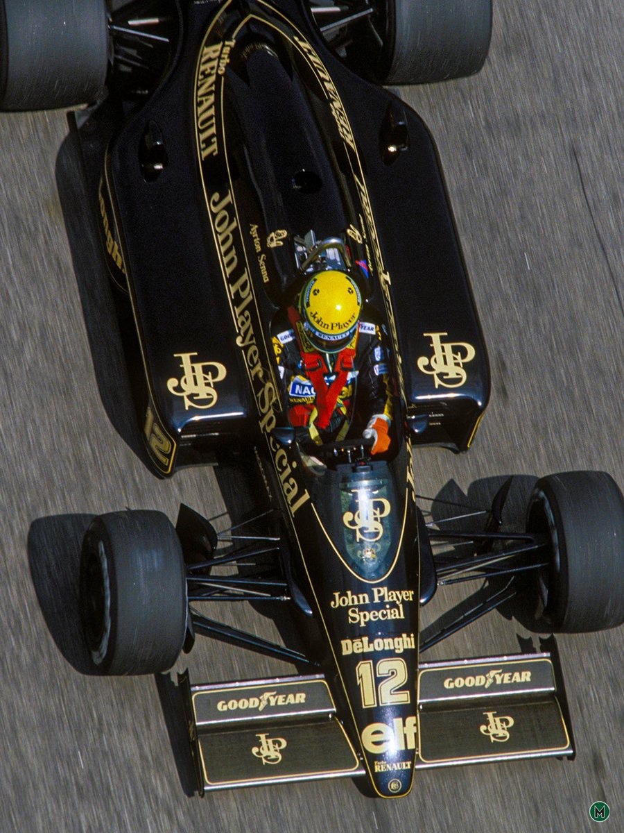 F1_AyrtonSenna's tweet photo. Stunning shot of Ayrton in his JPS Lotus. 
💛🖤 https://t.co/aLtpBYCZgD