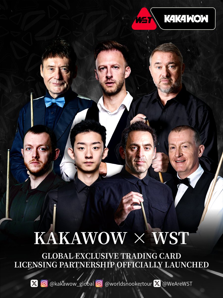 WeAreWST's tweet photo. OFFICIAL WST TRADING CARDS! 

WST is delighted to announce a new partnership with leading trading card brand @kakawow_global to launch an exclusive range of officially licensed collectible snooker cards.

Full details: https://t.co/Lfq4UAVUPB https://t.co/d7Tr6NujOg