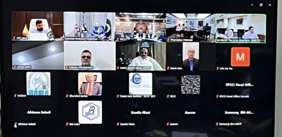 PakinYangon's tweet photo. Trade and Economic Conference Held to Promote Bilateral Economic Partnership.The Embassy,in coordination with (FPCCI) &amp;  (UMFCCI), hosted a virtual conference to promote bilateral trade,investment &amp; economic cooperation. https://t.co/hCqyZBXNc9