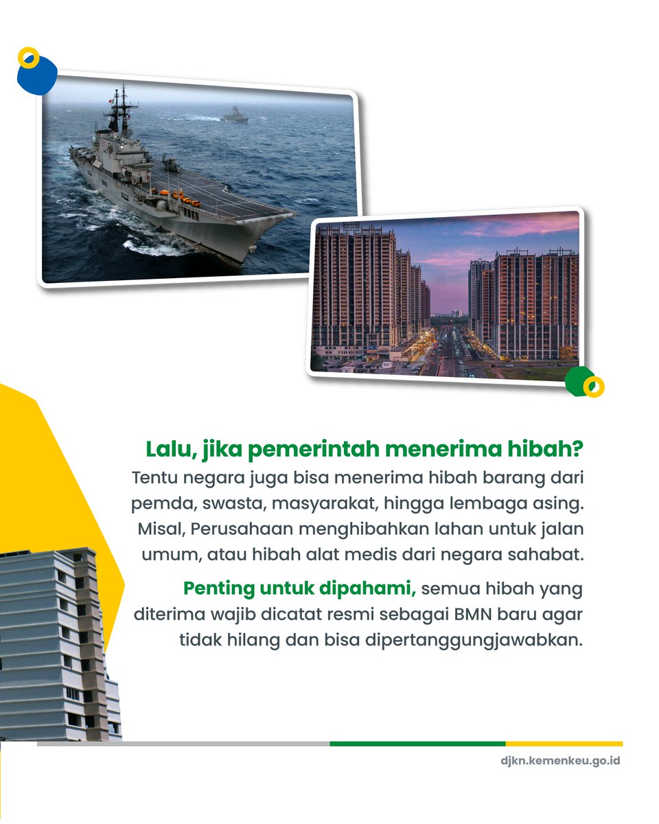 DitjenKN's tweet photo. Dengan melakukan hibah, diharapkan kebermanfaatan aset dapat terasa seluas mungkin.
Jadi, pernah lihat fasilitas umum di daerahmu yang merupakan hasil hibah BMN? https://t.co/kFkR785iVo