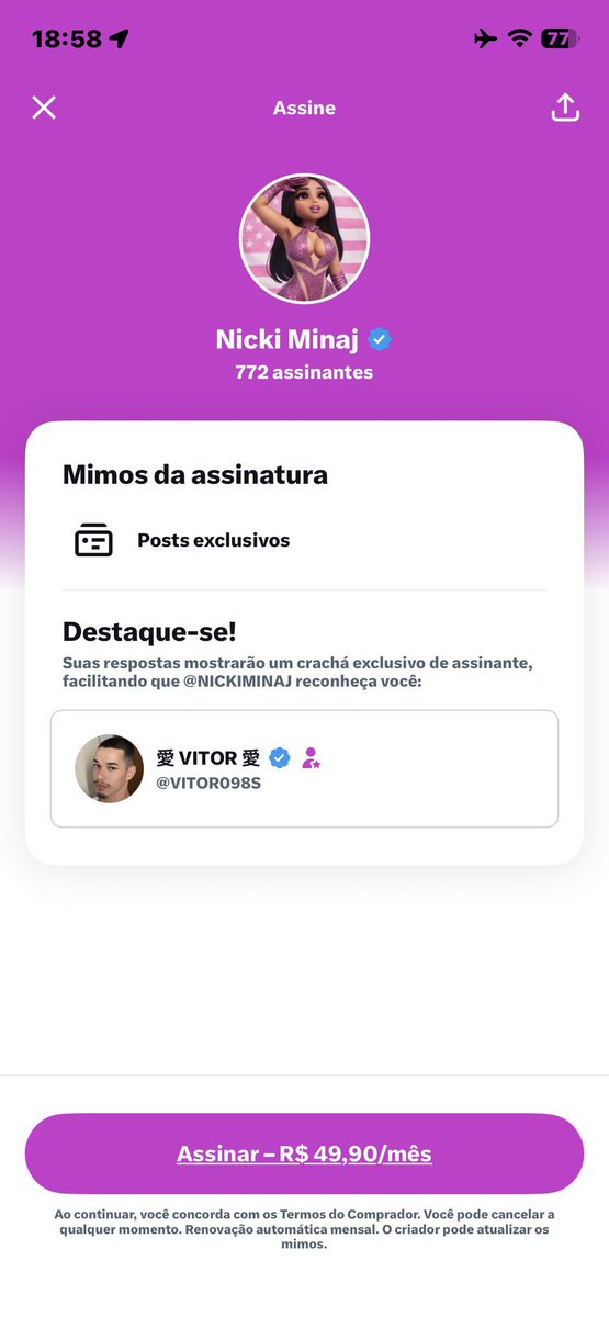 VITOR098S's tweet photo. Yep, there will be Brazilian fans subscribed to GagCity Sub. @NICKIMINAJ

🎀🦄💖🇧🇷 #GagCitySub #ohheybarbz #GagCity https://t.co/ewcnHq7MWq