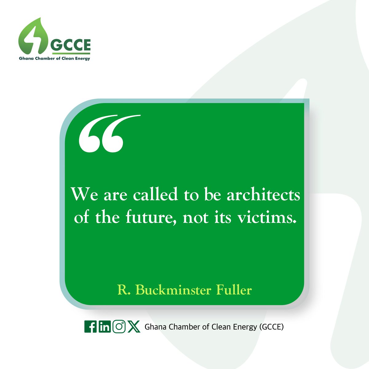 ghcleanenergy's tweet photo. The future is what we make it; we don’t simply wait to see what it brings. Let’s begin this new week working toward the future we want to see. 

#GCCE #MondayMotivation #CleanEnergy #Sustainability #JustTransition https://t.co/PZ6JWKn6X2