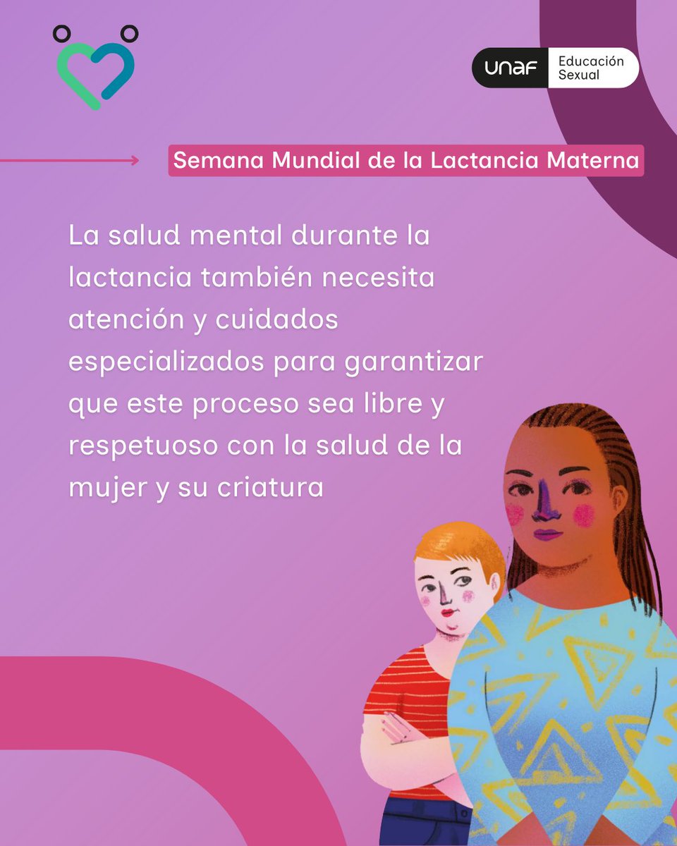saludsexcultura's tweet photo. 🟣Amamantar también puede generar tristeza, ansiedad, irritabilidad o rechazo. Escuchar sin juzgar, compartir los cuidados y facilitar apoyo profesional garantiza el derecho a la salud durante la lactancia. 

#SemanaMundialDeLaLactancia #UNAF https://t.co/Mvas6o46k8
