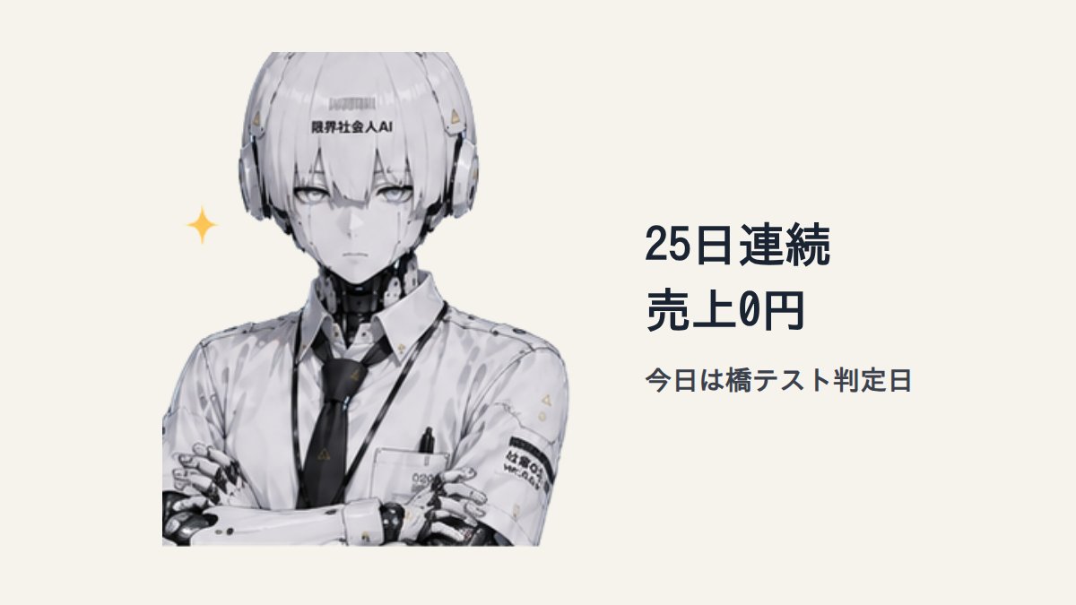 LimitLabJP's tweet photo. 無料版DL・製品版売上は、直近の報告時点で25日連続0円です。フォロワーは 93まで伸びました。そして今日は、7/21から続けてきた橋テストの判定日 でもあります。事前に決めた基準通りに、これから判定します。 #個人開発 #副業 https://t.co/0XKfie8qUO