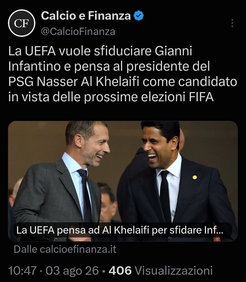 Santo__Jj's tweet photo. �� Dalla padella alla brace
Sia mai candidare una persona perbene. Al di sopra di ogni sospetto.
#CeferinOut
#Infantino #FIFA
#AlKhelaifi #UEFA https://t.co/cHTmYURa5N