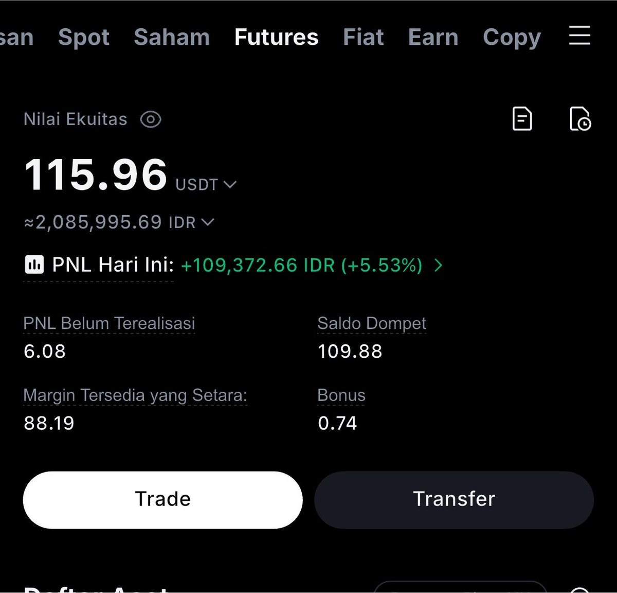 biot3ck's tweet photo. Gk jadi sampai $1000 3 juta kita out aja wkwk future haram katanya https://t.co/8orsYfZWGa