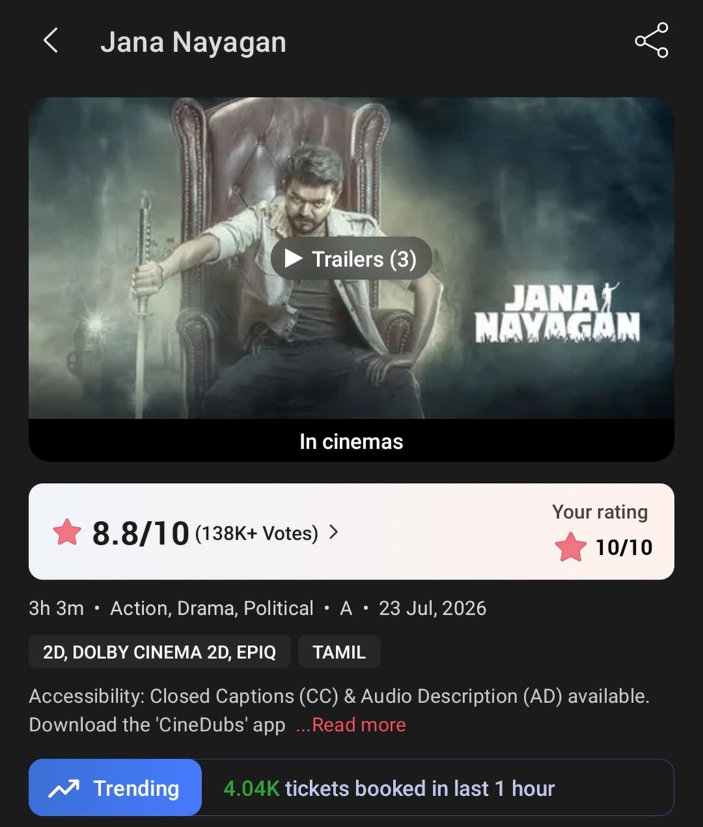 rajuvimal15's tweet photo. #JanaNayagan Fantastic 💥💥 4K now 👌👌 https://t.co/TkJTiUzCyB