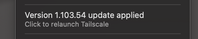 matttrighetti's tweet photo. From the icon I get the impression that there's still an update available, but there's none 🤔that won't change even after relaunching/quitting the app @Tailscale https://t.co/mOw5a1BGTr