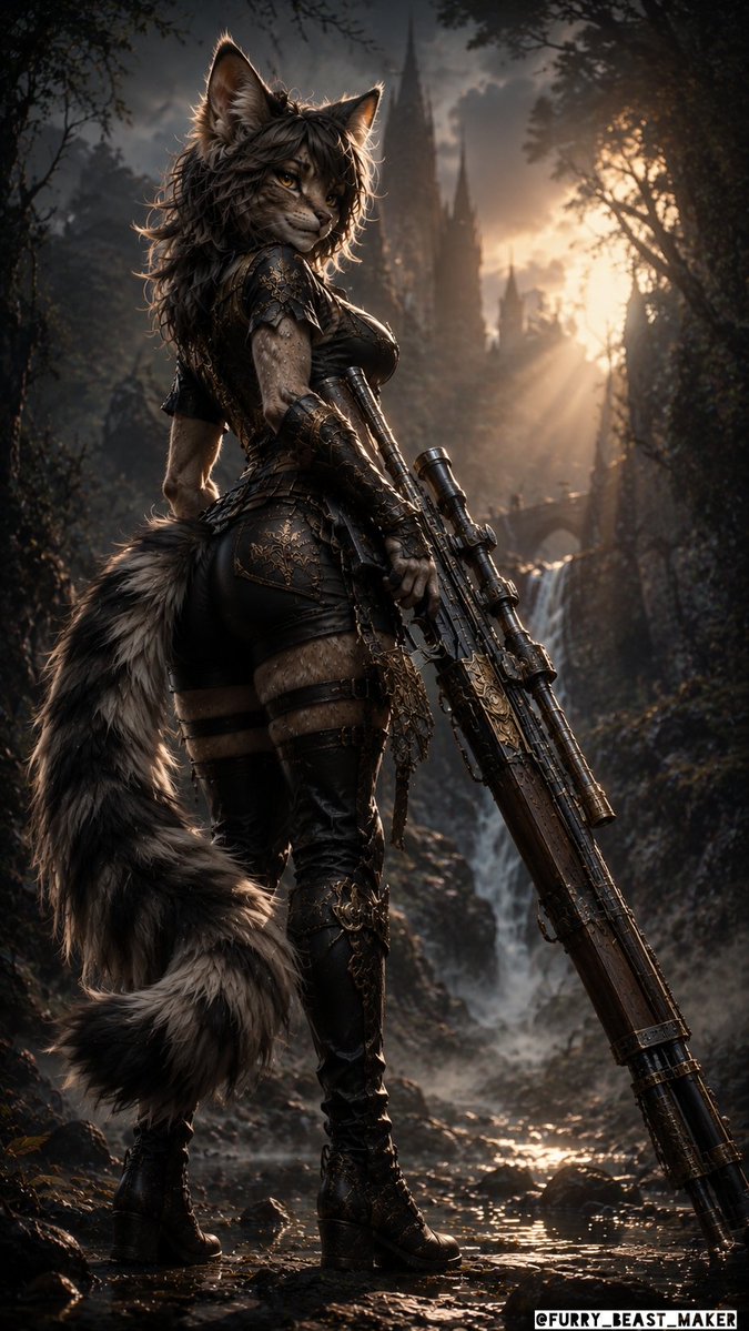 BeastFurryMaker's tweet photo. They have exceptional hunting skills... ☺️😉

#furry #furryart #anthro #furrywoman #doe #deer #hunter #fantasy #OC #AIart #digitalart #wildcat https://t.co/jTfHsfA03e