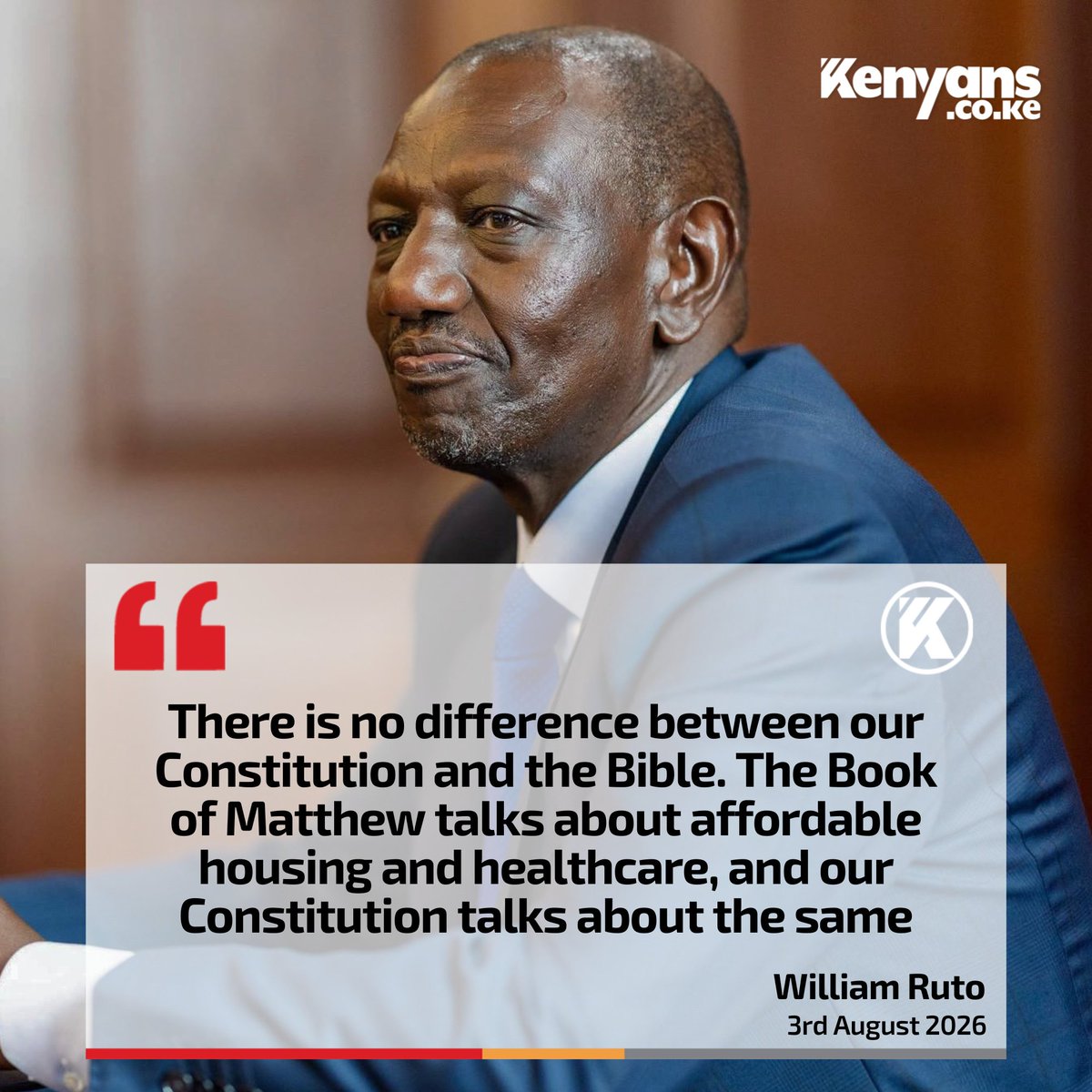 Kenyans's tweet photo. The book of Matthew in the Bible talks about affordable housing - Ruto https://t.co/VT2utNnqN7