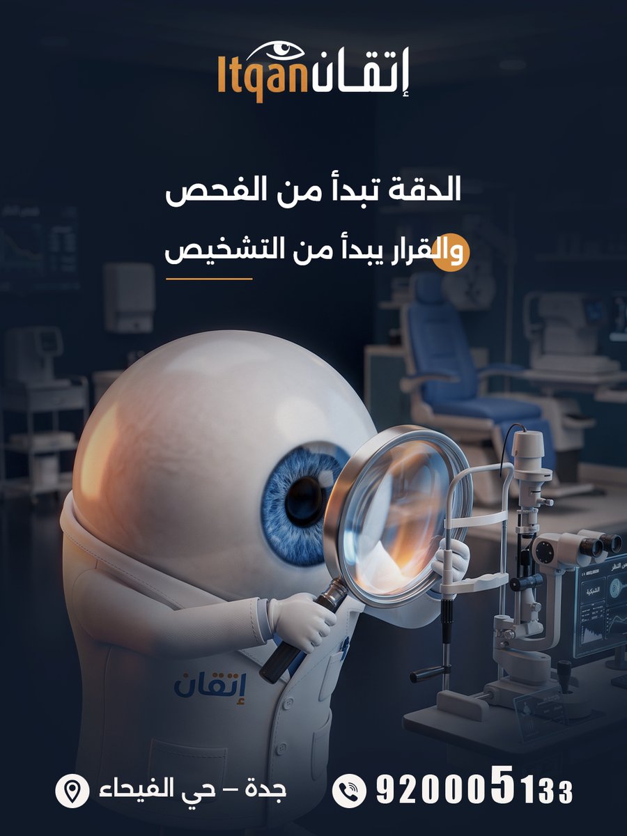 itqanmd's tweet photo. في طب العيون، التفاصيل الصغيرة تفرق.

عشان كذا نحرص في مركز إتقان على فحص دقيق، شرح واضح، وخطة علاجية تناسب كل حالة.

لأن عينك ما تتحمل التخمين.

📞 للحجز: 920005133

اتصل بنا واعرف الفحص المناسب لك.

#مركز_إتقان_للعيون #جدة_الفيحاء #تصحيح_النظر #علاج_الحول https://t.co/SOLZ9hO6VF