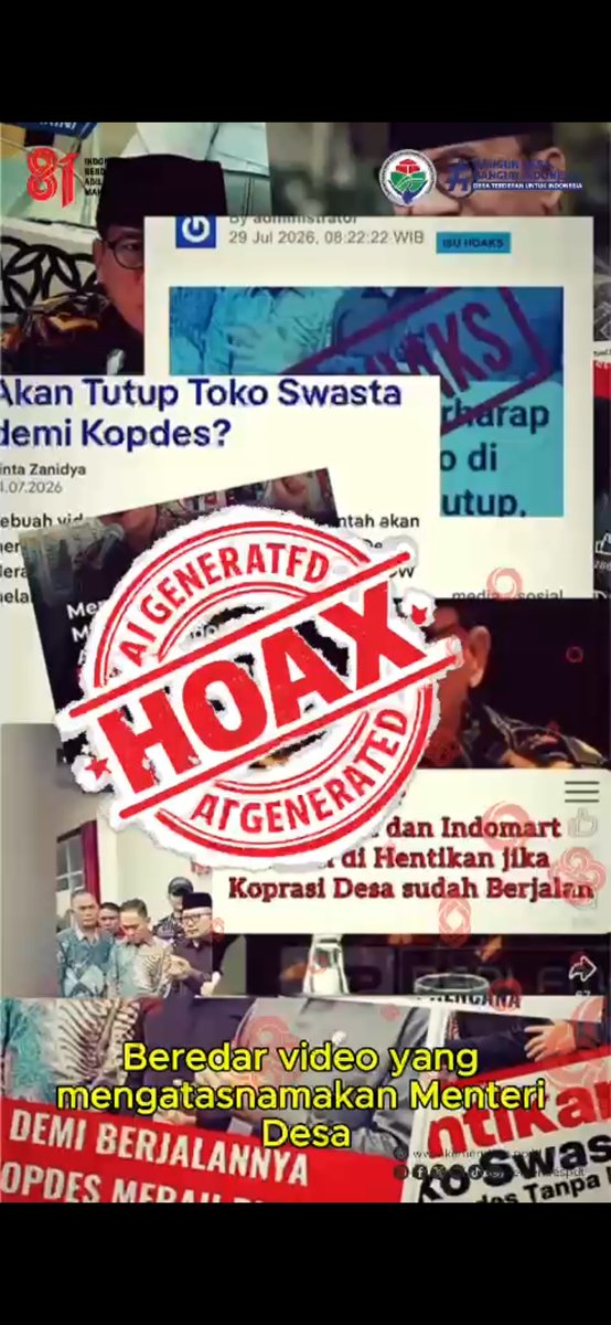 WinaAmas's tweet photo. Menteri Desa PDT Yandri Susanto, menegaskan, konten itu menyesatkan dan tidak dapat dipertanggungjawabkan dan mengimbau agar masyarakat lebih selektif menerima informasi.

#KementerianDesaPDT
#BPSDMKementerianDesaPDT
#BangunDesaBangunIndonesia
#DesaTangguhIndonesiaTumbuh https://t.co/bNRViOjYfk