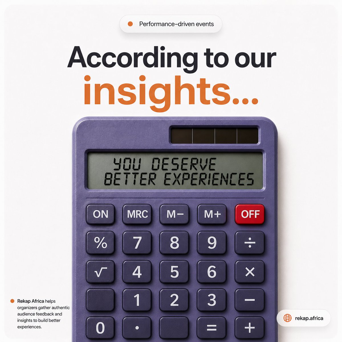 rekapdotafrica's tweet photo. According to our insights...
✨ Your audience deserves better experiences.
Collect honest feedback, uncover actionable insights, and create events people can't wait to attend again.
That's the Rekap Africa difference
#EventSuccess https://t.co/ma3ovkR9pI