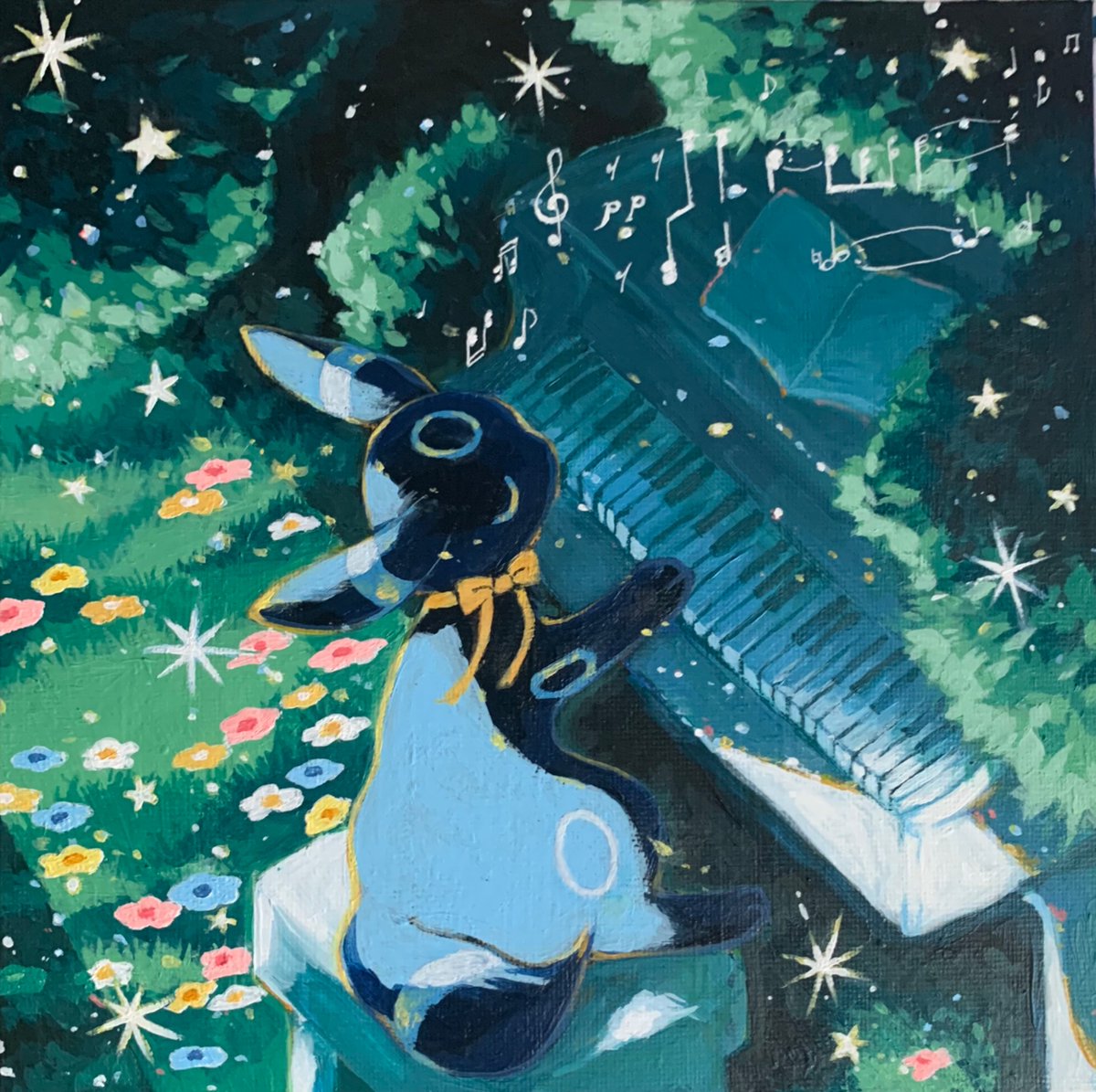 merino_9999's tweet photo. 月の光　Clair de Lune
#pokemonfanart #キャンバス画 https://t.co/lvClNYvWUp