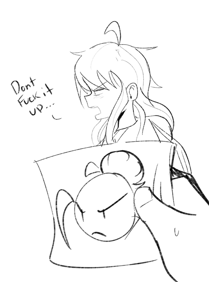 sizeable13's tweet photo. Imagine just going to the stylist for a bun. 

She just hands a hair stylist a crude drawing herself of how it should go. https://t.co/MsMGOcnb1A