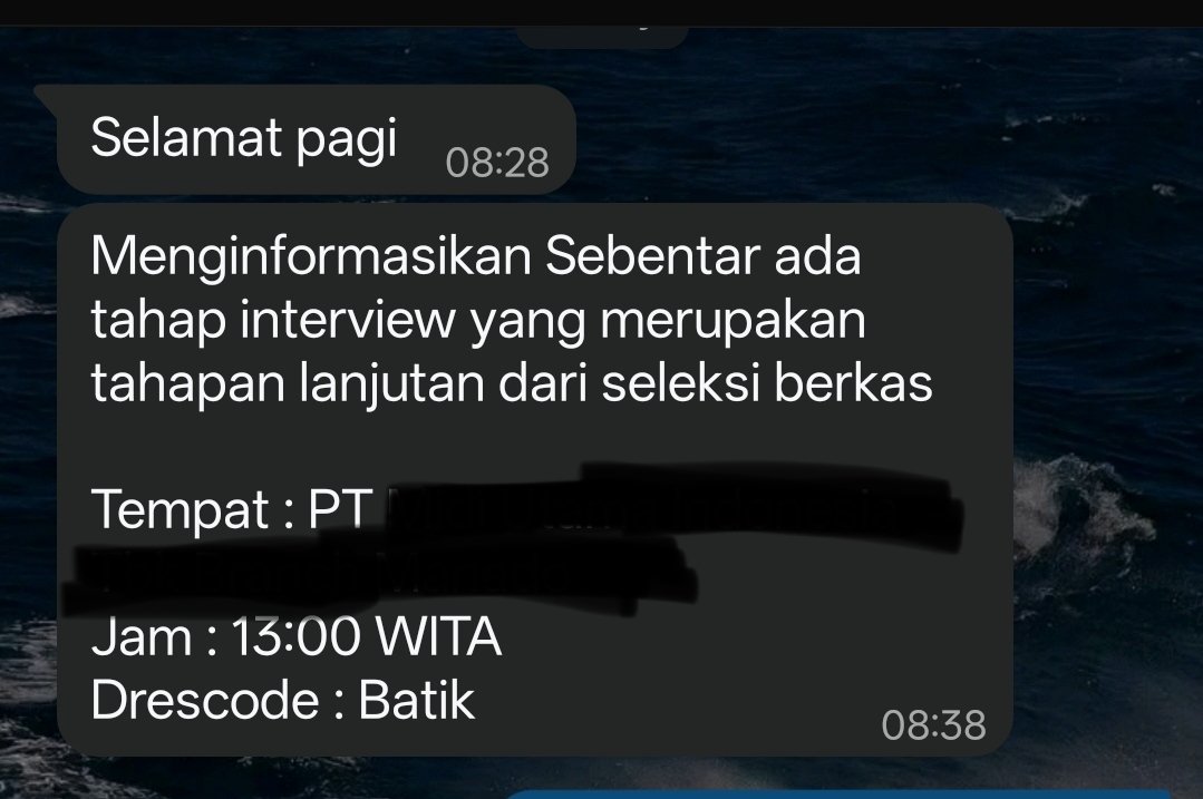 alanaanastasya's tweet photo. di terima kerja di salah satu PT terbesar di Indonesia dan di tawarin 2 posisi

aku masukin CV hari jumat,
senin langsung interview

pertama di interview dari HR, langsung di lempar ke supervisor trus di lempar lagi ke manager 

padahal :
- aku ga nyebut IPK
- aku gada pengalaman di kampus alias hampir ga pernah ikut ormawa
- gada pengalaman kerja di kantor manapun yang berhubungan dengan data atau administrasi 

kok bisa keterima? padahal yang aku masukin itu CV Web3 :v 
yang isi nya ga relevan 
(aku mager bikin CV baru)

selama interview tadi, aku
✅to the point 
✅highlight skill
✅quality > quantity 

gaperlu bilang berapa banyak organisasi yang kamu ikut dan kamu jadi apa, jual aja jasa kamu alias skill kamu

aku bahkan pas interview tadi di tanyain "ada pertanyaan?"

yang aku tanya adalah, range umur orang yang kerja disini :v 

dah ah cape yapping