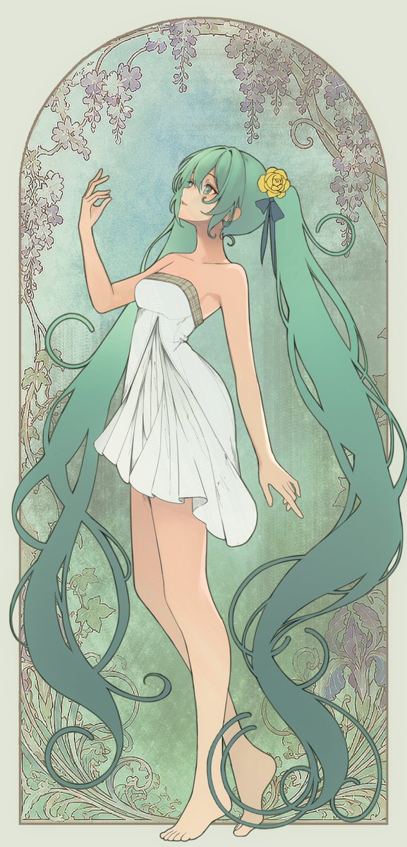no_t_Thin_ng_'s tweet photo. Miku in Mucha Style https://t.co/6xrG9MIXes