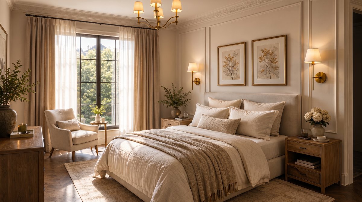 dubai_3dmax's tweet photo. Bedroom Design 6/12 | Warm Beige Modern Classic Bedroom
Bedroom Design 6/12 ✨

A timeless bedroom design featuring warm beige tones and elegant wall mouldings
Explore more:
 https://t.co/k993vuEWjc
#BedroomDesign #InteriorDesign #ModernClassic #LuxuryInteriors #HomeDecor https://t.co/XbbgOef4e4