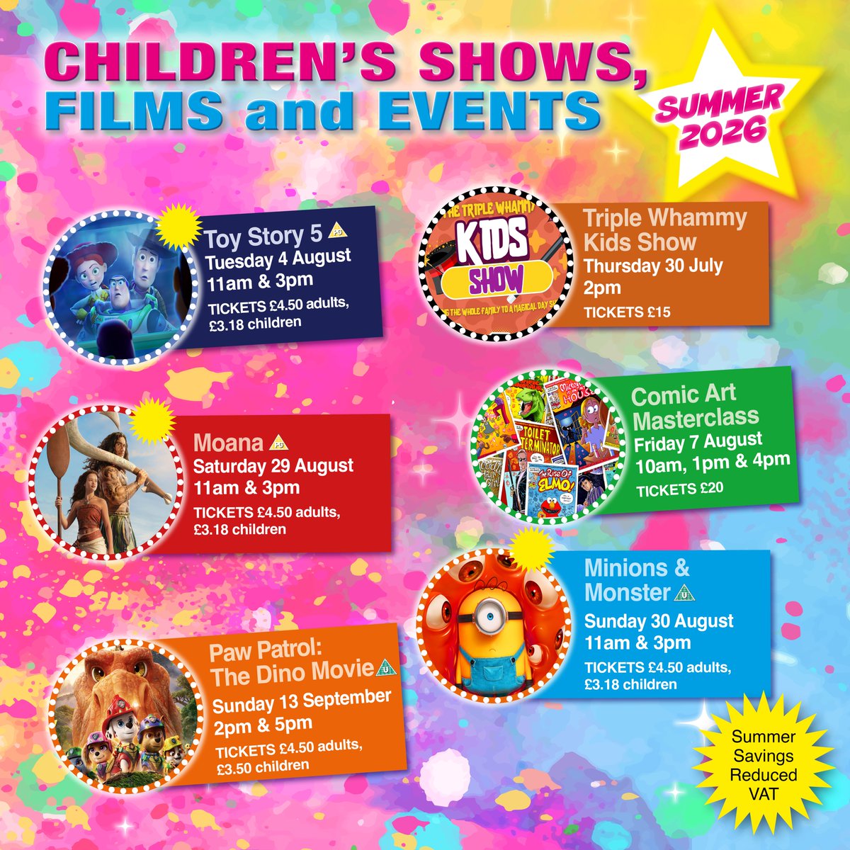 WatersmeetVenue's tweet photo. ☀️🎭 SUMMER HOLIDAY FUN AT WATERSMEET! 🎭☀️

https://t.co/SGgYoFDwV8

#SummerAtWatersmeet #FamilyFun #SchoolHolidays #TripleWhammyKidsShow #ComicArtMasterclass #ToyStory5 #Moana #PAWPatrol #FamilyEntertainment #KidsActivities #WhatsOn #Rickmansworth #Watersmeet #PeterPan https://t.co/nLvNbRGsu6