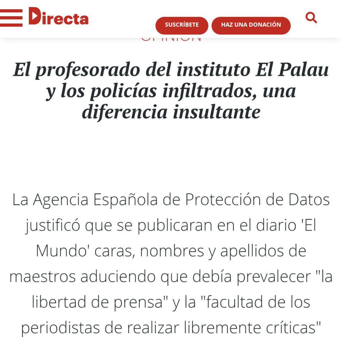 undercover_25_'s tweet photo. La AEPD justificó que en 2018 "El Mundo" publicara las caras, nombres y apellidos de varios profesores de un instituto de Barcelona que fueron víctimas de una campaña orquestada por familiares de guardias civiles.

De policías infiltrados en cambio no permitirán publicar nada. https://t.co/2K4qTtRKEK