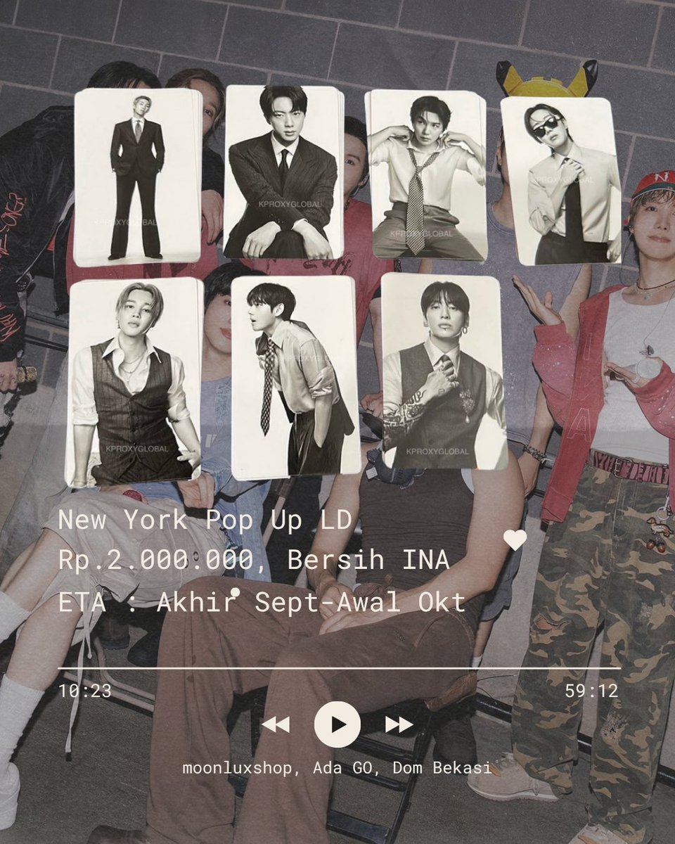 MOONLUXshop's tweet photo. BTS Arirang New York Pop Up LD
2.000.000 Fullpay Only, Bersih INA
ETA : Akhir Sept-Awal Okt

✅Go line
✅ Dom Bekasi
✅Bersih Ina
✅ Trusted Seller https://t.co/xR1SSs6xn0