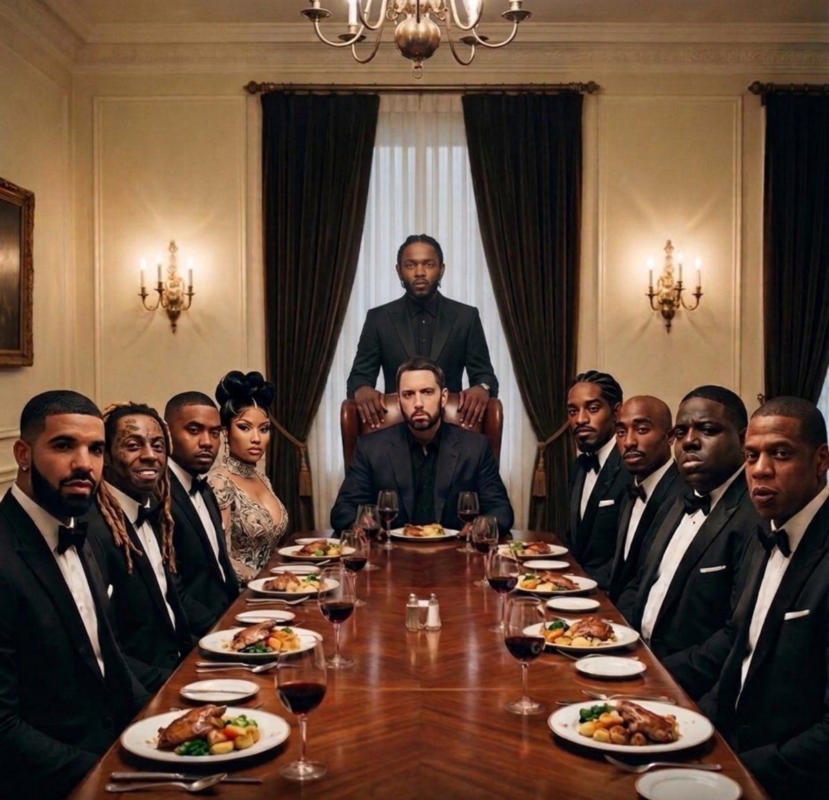 DetroitEminaj's tweet photo. Who at this table gotta get  up for Kendrick https://t.co/BLzvxQjcNM