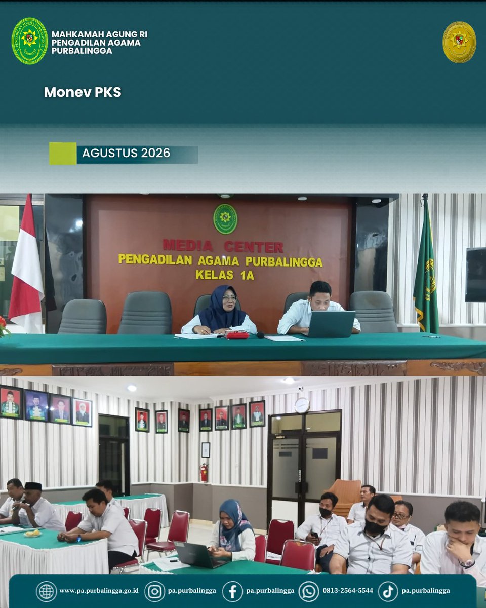 PAPurbalingga's tweet photo. Pada Senin 03/08 pukul 14.00 WIB bertempat diruang Media Center, telah dilaksanakan rapat monitoring evaluasi pelaksanaan perjanjian kerjasama PA Purbalingga. https://t.co/ofAym12YS8
