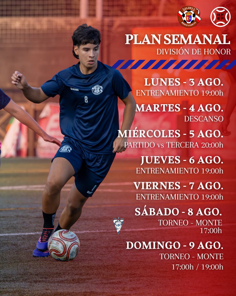 SDSolares1969's tweet photo. ⚽ | 𝐏𝐋𝐀𝐍 𝐒𝐄𝐌𝐀𝐍𝐀𝐋 |

⚒️ El #TerceraFederación afronta su segunda semana de preparación recibiendo el sábado al @UMEscobedo 

🏆 El #JuvenilDH tendrá un importante 'test' el fin de semana en el torneo organizado por el CD Monte

#OrgulloDeCantera #EstamosDeVuelta https://t.co/nkCI5p5GYK