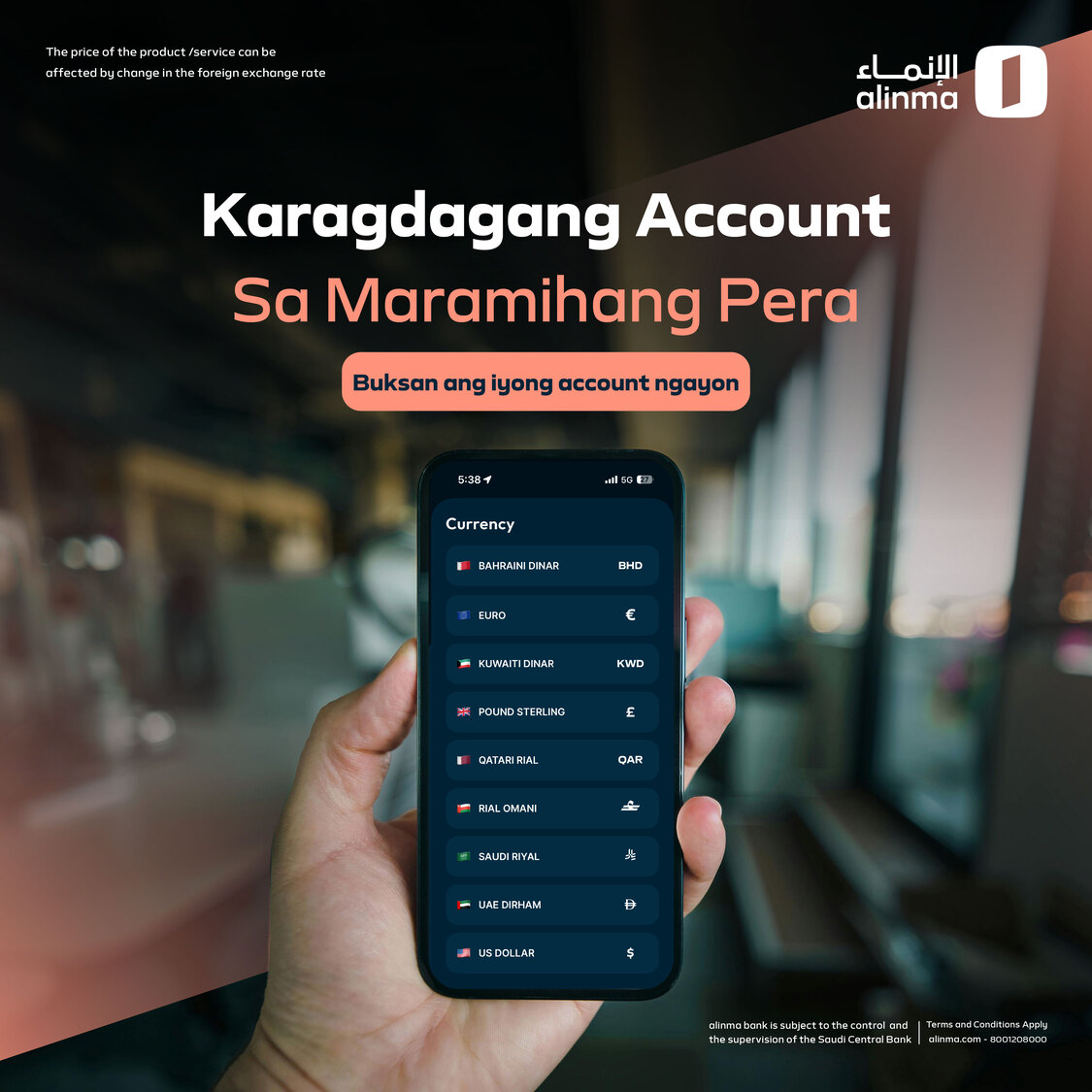 alinma's tweet photo. اپنے عالمی لین دین کو اضافی اکاؤنٹس کے ساتھ آسان بنائیں 💱
اپنی مطلوبہ کرنسی کے انتخاب کی سہولت سے لطف اندوز ہوں 

ابھی اپنا اکاؤنٹ کھولیں