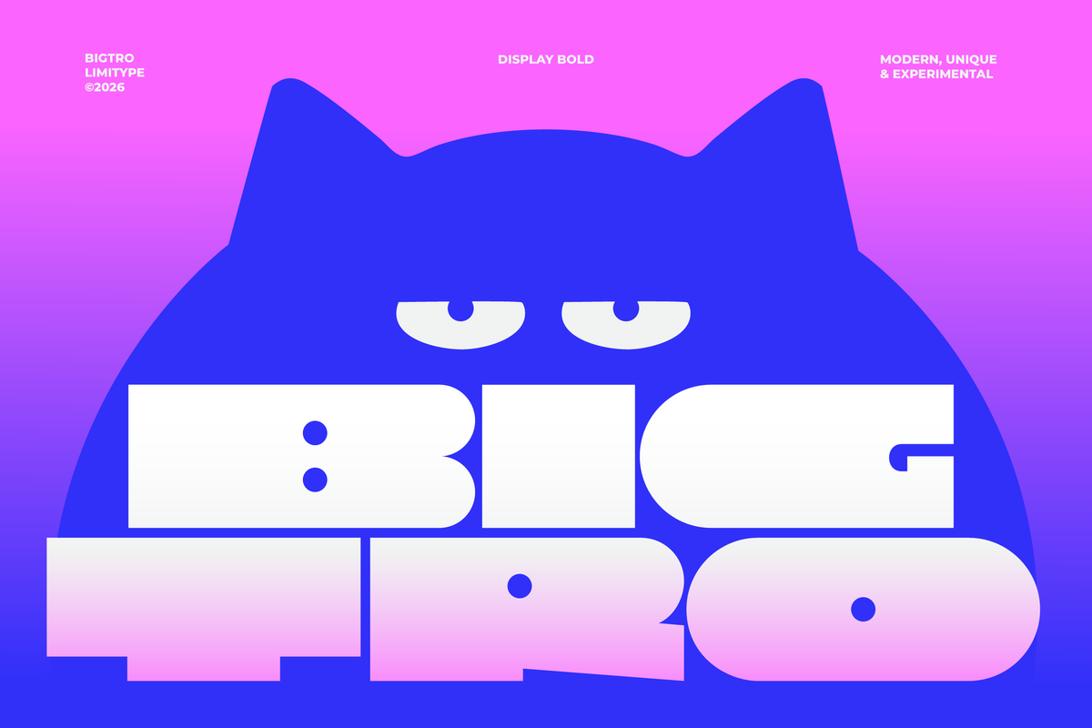 limitypefoundry's tweet photo. Think big. Design bigger.🔥
Meet BIGTRO, a super heavy display font packed with playful energy and bold geometric style. Make every headline impossible to ignore.
Free to Try: https://t.co/eZZg4U3dpj

#Boldfont #Displayfont #Font #Typedesign #Graphicdesign https://t.co/tYFjq1hdYO