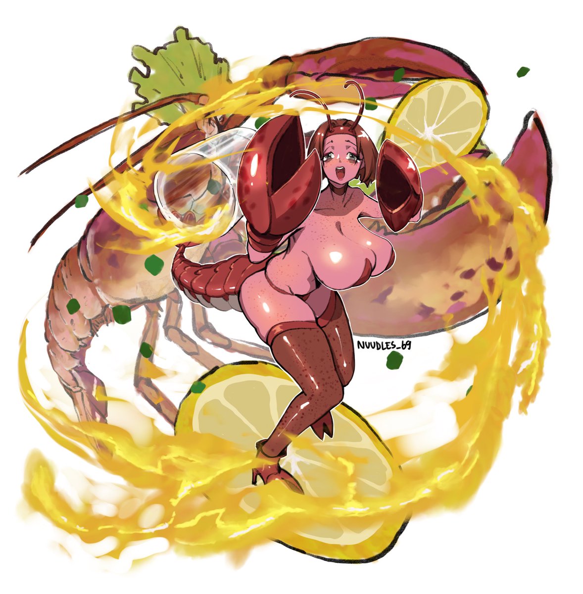 nuudles_69's tweet photo. When the viral PETA lobster girl parody goes way too far… 😹🦞🦞
Me: ‘Just a quick funny drawing.’
Also me: Accidentally makes Gacha splash art 💦

#digitalart #animestyle #animeart #lobster #meme https://t.co/9vg5EitriA