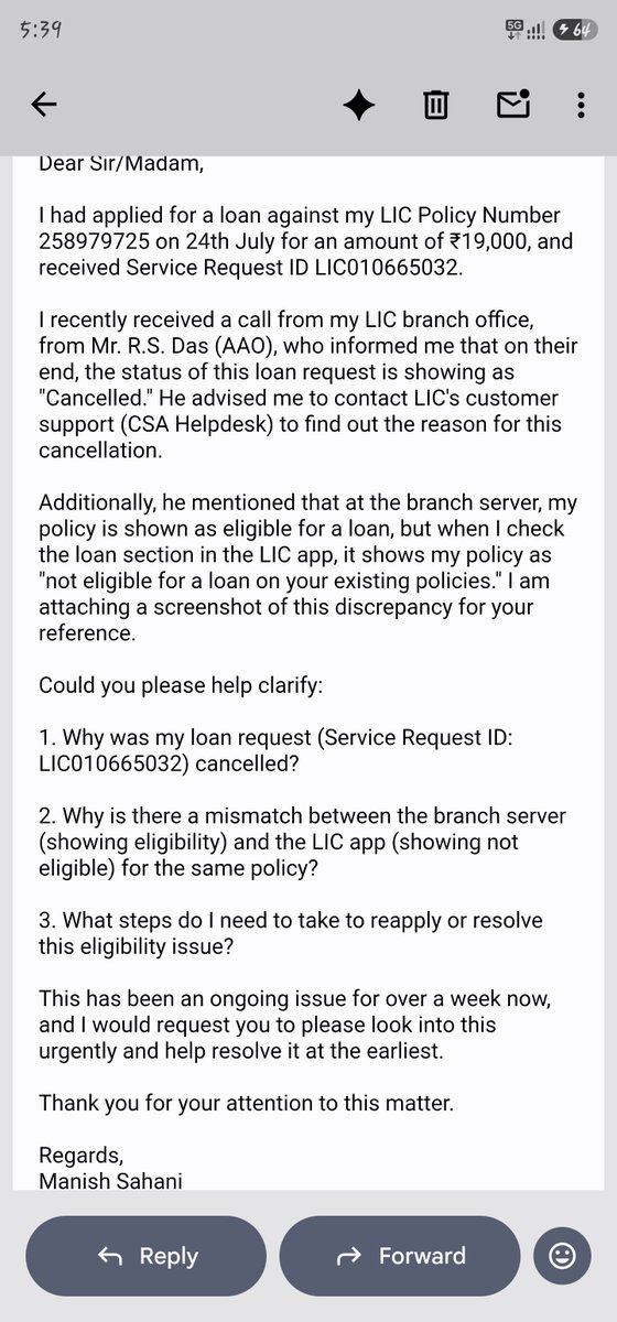 iManishSahani's tweet photo. Hey @LICIndiaForever  Please look into it https://t.co/GCQPNsz8rQ