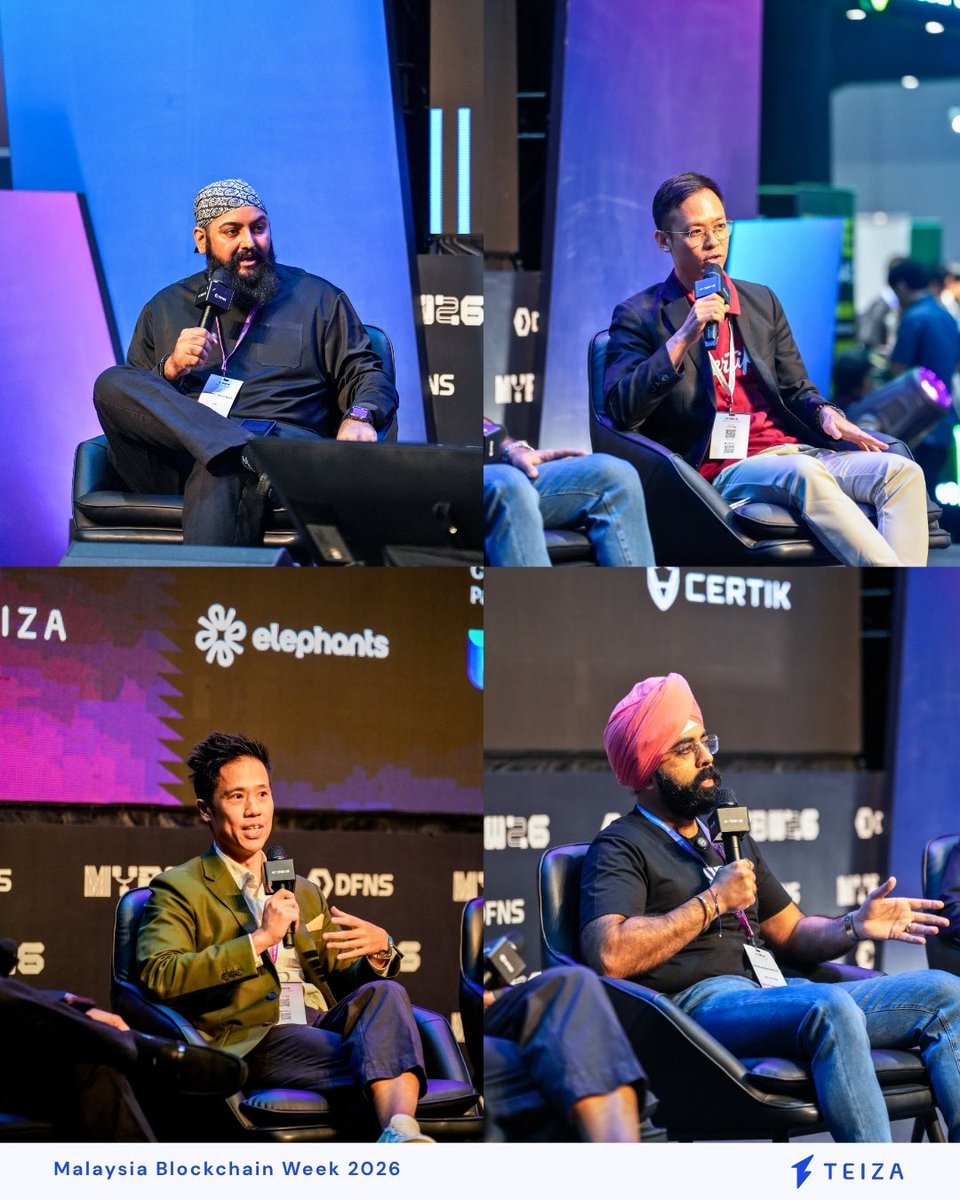 TeizaProtocol's tweet photo. Our CEO @0xHarpreet moderated "Stablecoins, Tokenized Deposits and the Future of Settlement" at @MalaysiaBCW last week on the DFNS Institutional Stage.

He was joined by Jonathan Low (@elephantsinc), Sahib Anandsongvit (@PandoraGrowth /@SuperteamTH), and John Kiew (@CertiK).

A few honest takeaways: institutional adoption is real but uneven across markets, and the infrastructure conversation is catching up to the demand.