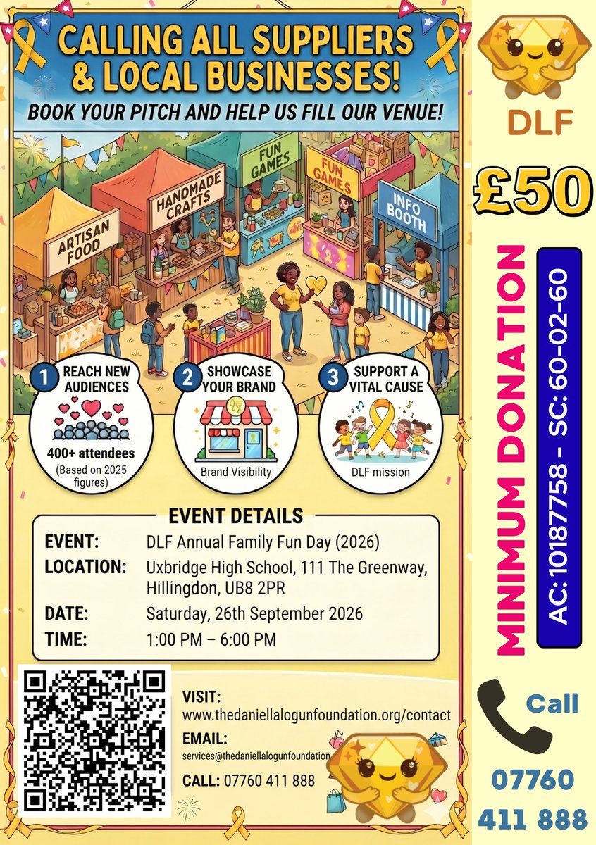DaniellaLogun's tweet photo. Join us for our #CCAM Family Fun Day! 💛
​📅 Sat 26 Sept 2026, 1–6pm
📍 Uxbridge High School
​Promote your business to 400+ visitors! Stall bookings &amp; tickets open now: https://t.co/sWo9Rjnkxv
​https://t.co/iGm4MUsmyL https://t.co/UtLQlSfgGX