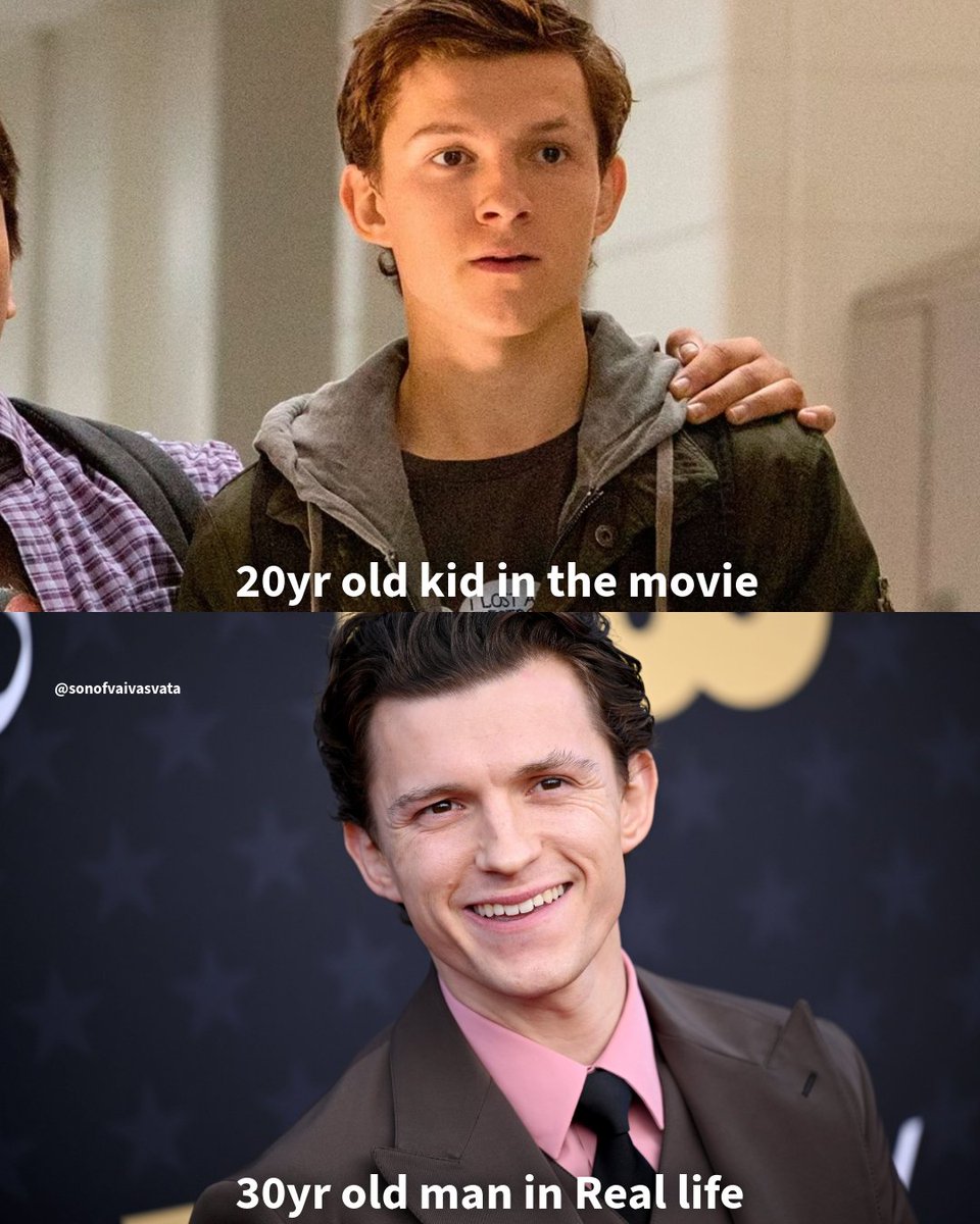 SonOfVaivasvata's tweet photo. Tom Holland's age gap in Spider-Man: Brand New Day is actually insane.😭 https://t.co/ECEnCV02Pn