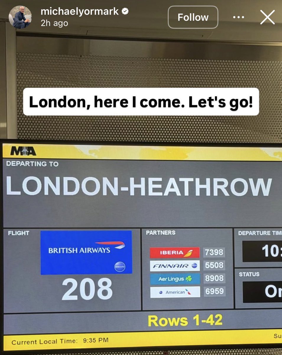 zzakum's tweet photo. 🚨 JUST IN! Michael Yormark, The President of ROC Nation Sports, who represent Vinicius Júnior, is heading to London 🛫👀  

He just posted on Instagram📱 ⬇️ https://t.co/3cq4n4dPt4
