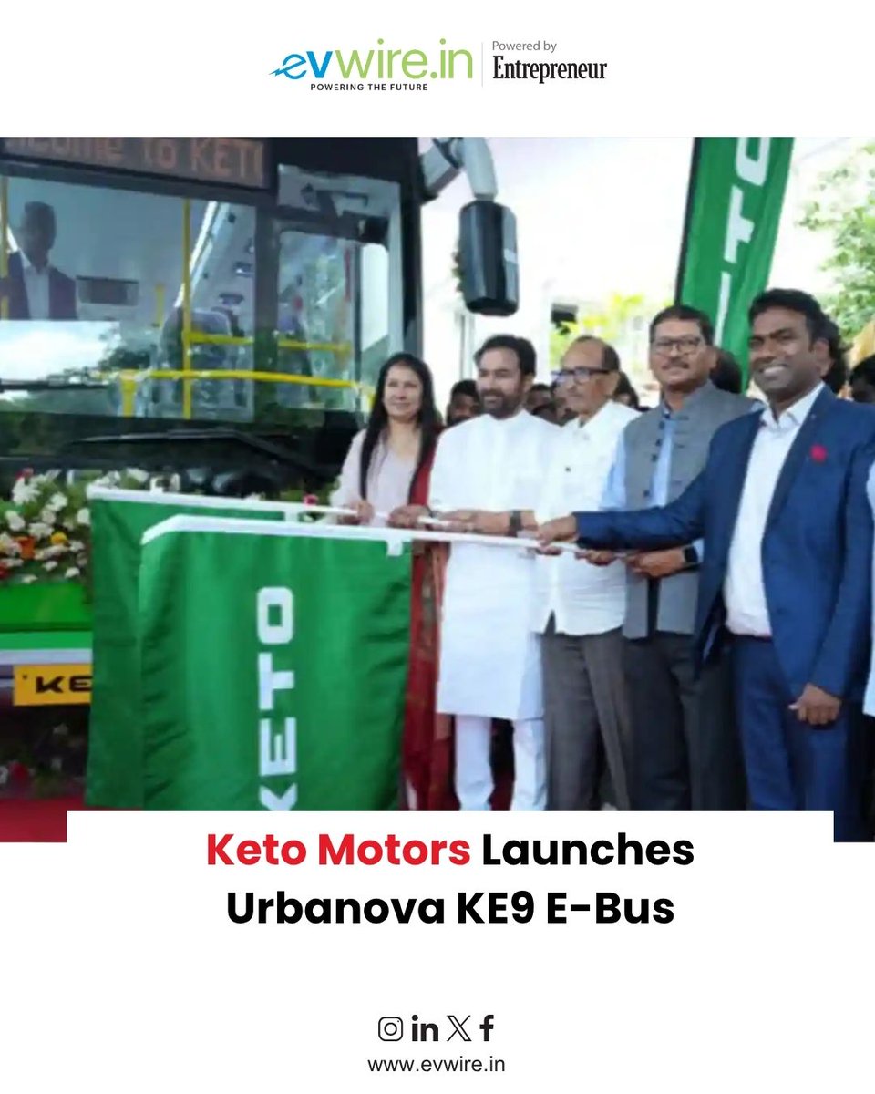 EIEVShow's tweet photo. Hyderabad-based @ketomotors LIMITED has entered India commercial electric bus market with the launch of its new Urbanova KE9 electric bus.
Read more (English): https://t.co/fuQuNCR57G
Read more (Hindi): https://t.co/7hBuVgyHc9
#KetoMotors #UrbanovaKE9 #ElectricBus #CommercialEV https://t.co/lbP7Jj8UFo