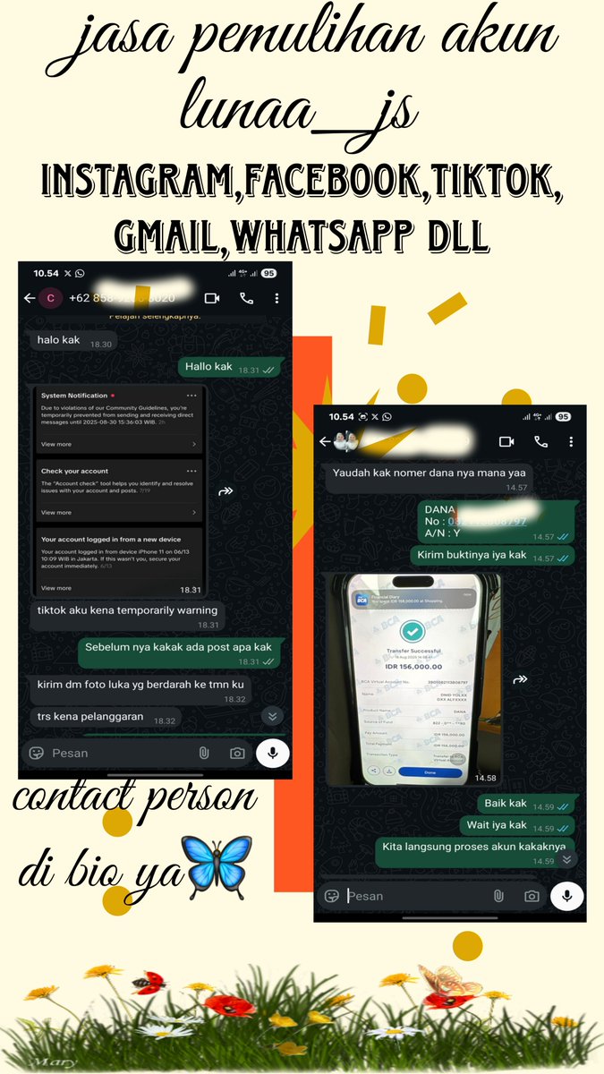 claudiqaz's tweet photo. MASIH OPEN YA JASA LAYANAN SERVICE BERBAGAI MASALAH, BALIKIN AKUN SOSMED SEPERTI:

◇ Instagram    ◇ Whatsapp
◇ Facebook     ◇ Telegram
◇ Tiktok            ◇ Goggle/Gmail
◇ Twitter/X      ◇ Dll

Sadap • Lacak • Hack • lacak
Konsultasi Langsung WA DIPROFIL !!

#zonauang https://t.co/AYqXVddGbc