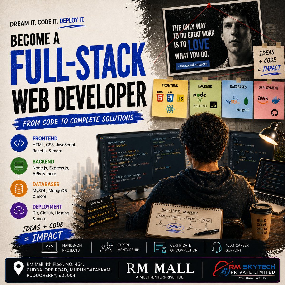 RMSkyTech1's tweet photo. 💻 Ready to build websites and launch your tech career?

🚀 Learn. Build. Grow.

#RMSkytech #FullStackDeveloper #WebDevelopment #Coding #Programming #CareerGrowth #TechSkills #LearnToCode #Pondicherry https://t.co/6yI9zsh2v4