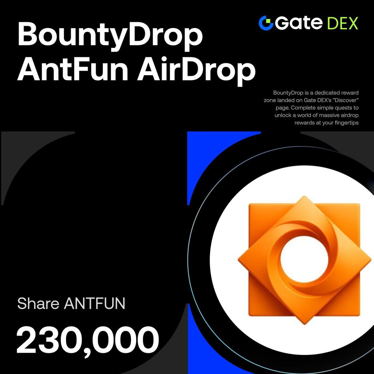 GateDEX's tweet photo. 🔥#GateDEX & @ant_fun_trade #BountyDrop is Live!
Complete the Tasks to Share 230,000 $ANTFUN.

✅ Follow @GateDEX & @ant_fun_trade
✅ Trade ANTFUN via Gate Wallet on the Solana network with a trading volume of ≥ 10 USDT
✅  Hold at least 100 ANTFUN tokens until the end of the campaign. 

⏰ Aug 3 - Sep 3

🔗Join Now:
https://t.co/zD8oGvA3uW
📖 More Details: https://t.co/2nNNdUq9Na