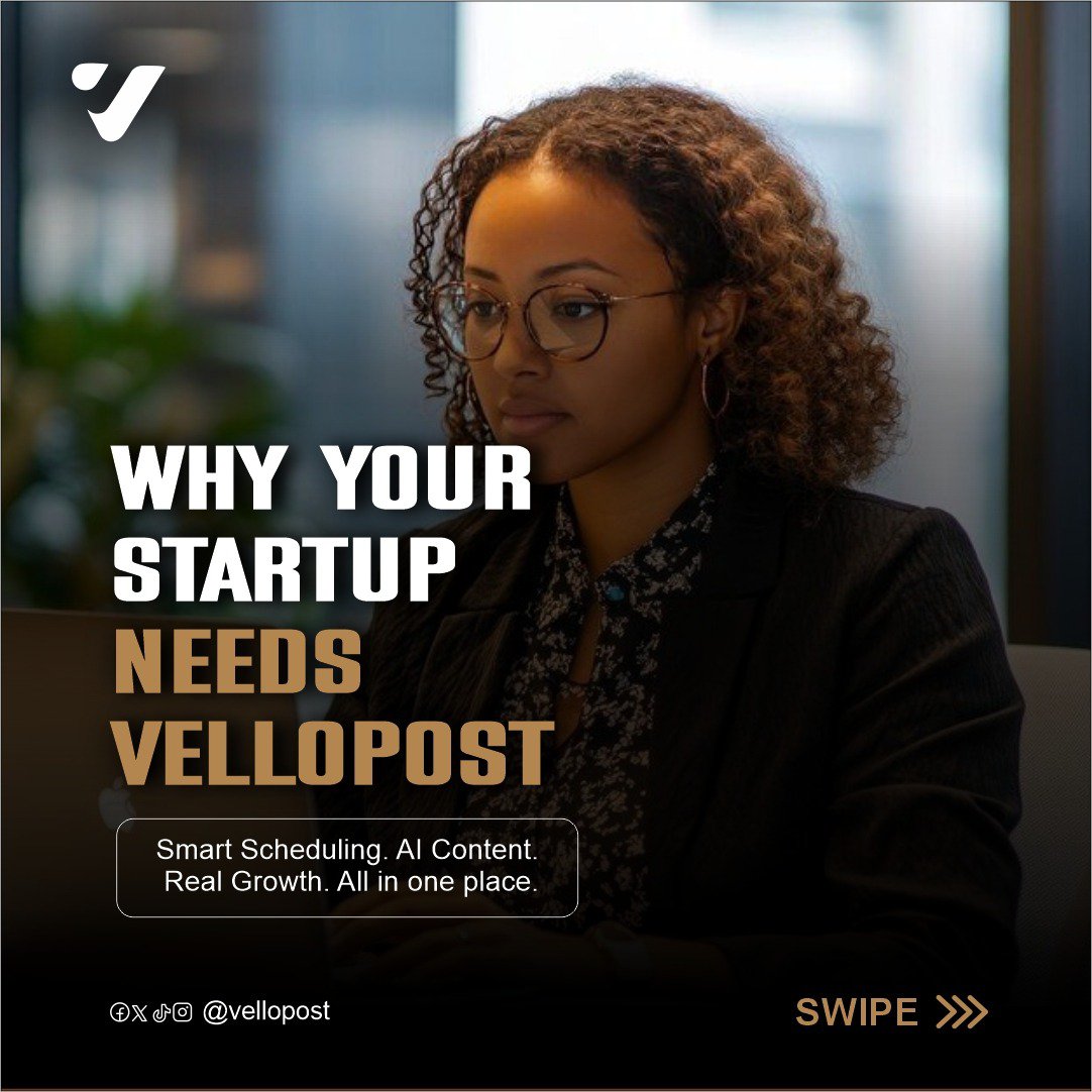 Vellopost's tweet photo. Startups move fast.
Your marketing should too.
With Vellopost you can do everything in one place.

Scroll through our carousel and discover the much you can do.👇
#Startup #Vellopost #AI https://t.co/uIpE2NbhQV