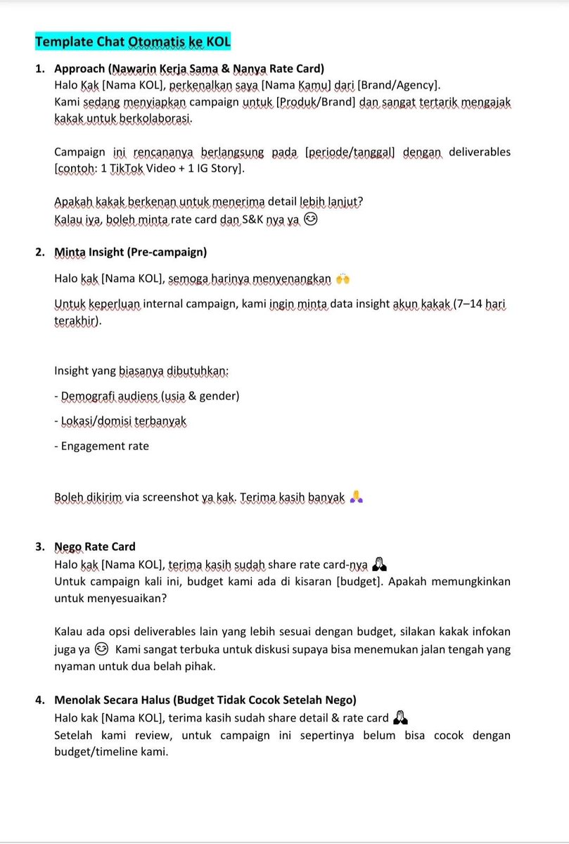 growithichel's tweet photo. Berguna banget jadi bisa memperbesar kesuksesan campaign. Udah ada template buat listing, monitoring, reporting, brief KOL, surat perjanjian kerjasama, dan format chat otomatis. https://t.co/OO4CKFQ6Pa