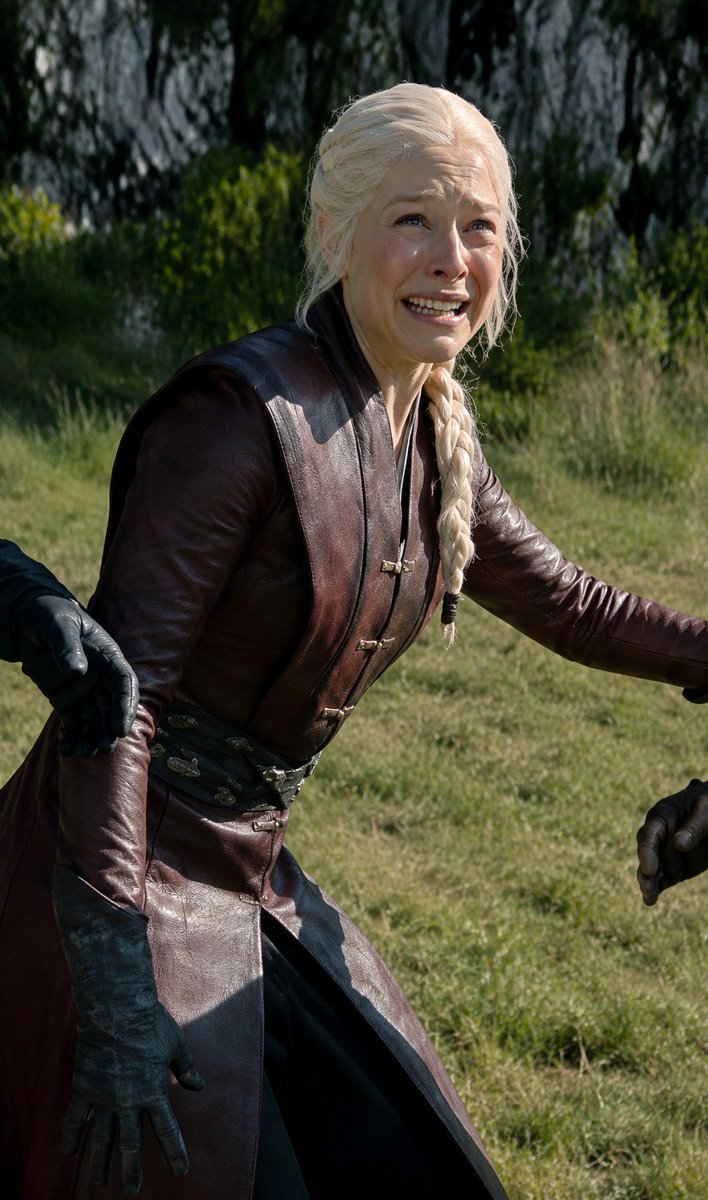 FlamingForge's tweet photo. Rhaenyra in S2E5: "Vhagar is big, but Syrax is quicker."

Rhaenyra after Sheepstealer folded Syrax in broad daylight: 😭

#HOTD https://t.co/kTZz8ySbhp